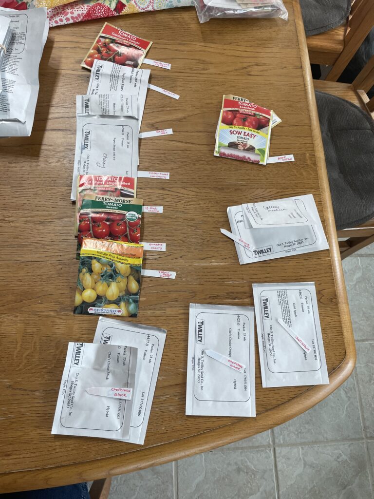 veggie packets and plant labels