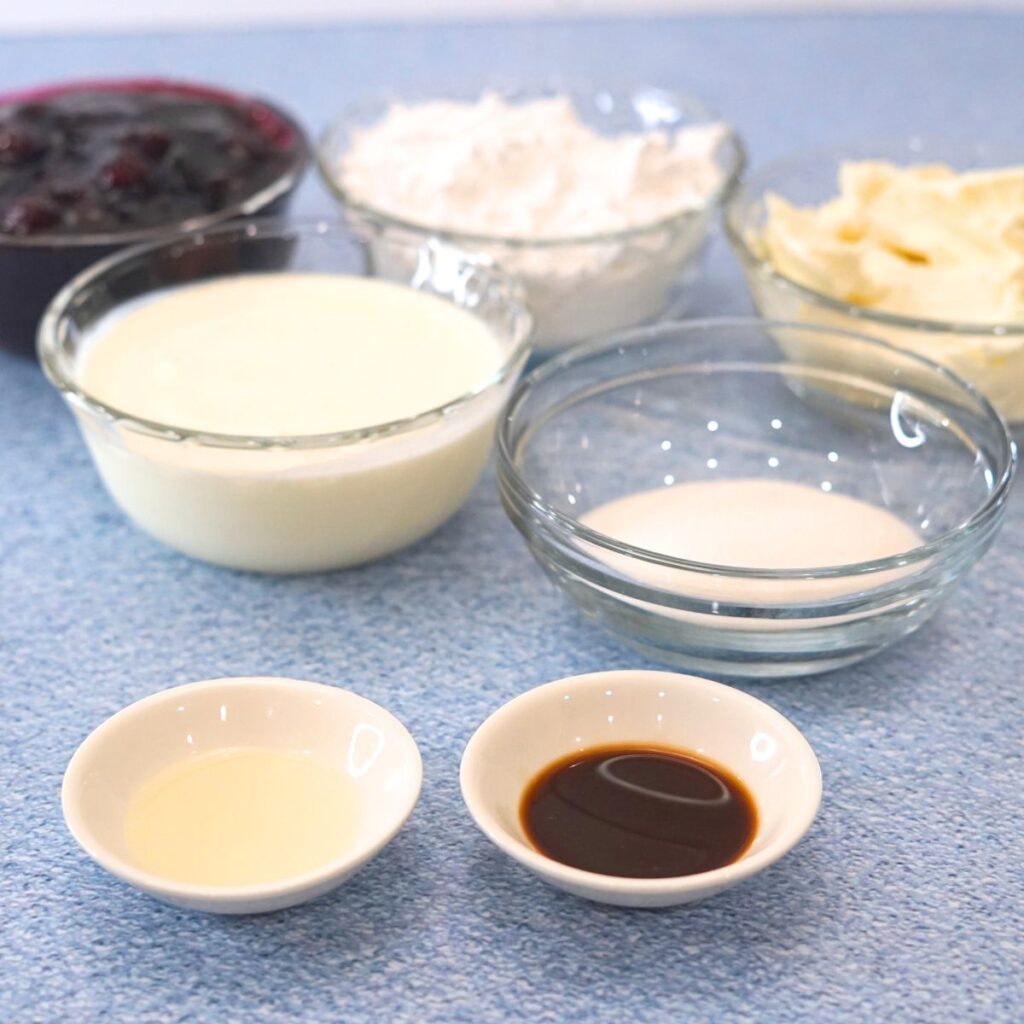 FILLING INGREDIENTS NEEDED FOR BLUEBERRY CHEESE TART
